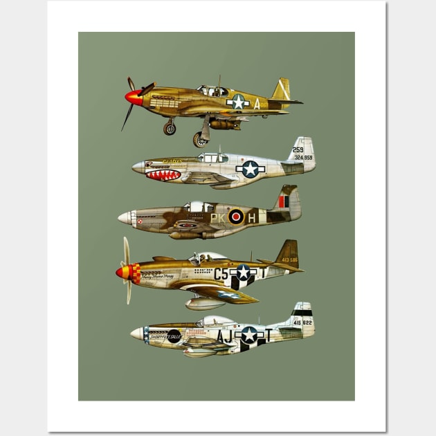 North American P-51 Mustang WW2 Fighter Wall Art by Jose Luiz Filho